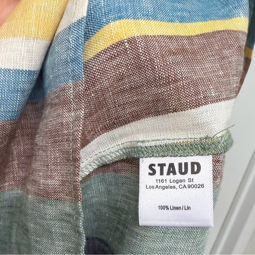 NWT Staud Laura Linen Maxi Dress Market Stripe Colorful Rainbow Sundress M - Picture 4 of 12